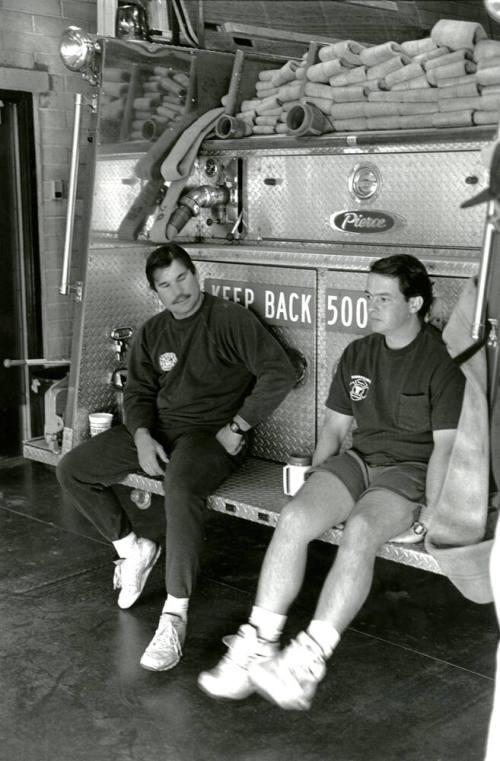 Tempe Fire Department Firemen sitting on Back of Fire Truck