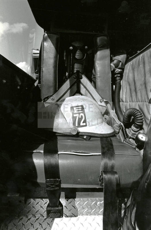 Tempe Fire Department Fire Hat on Fire Truck Seat