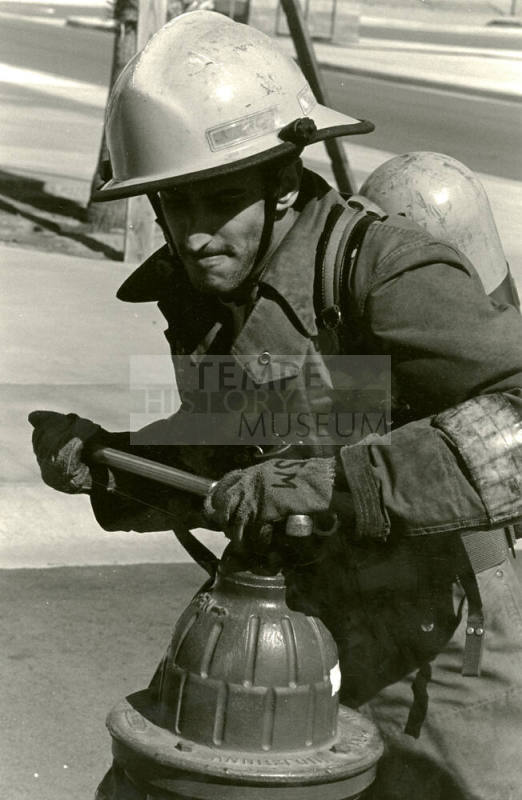 Tempe Fire Department Fireman using Hydrant Wrench