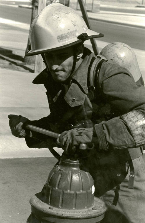 Tempe Fire Department Fireman using Hydrant Wrench