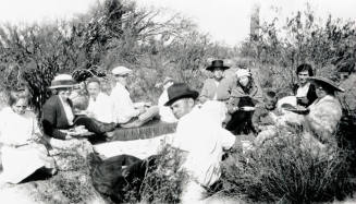 Family picnic in the desert