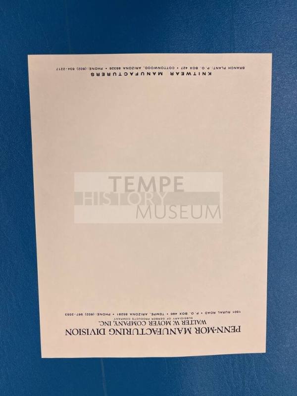 Penn-Mor Manufacturing Division, Walter W. Moyer Company, Inc. Stationary Papers