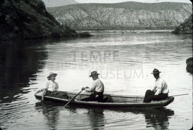 Men in Canoe in Roosevelt Lake, Arizona