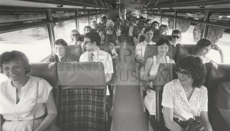 United Way Volunteers on a Shuttle Bus