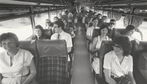 United Way Volunteers on a Shuttle Bus