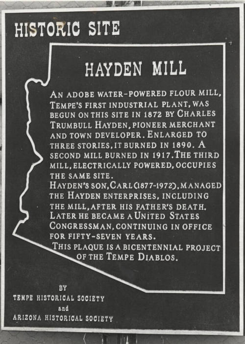 Hayden Mill Historic Site Plaque