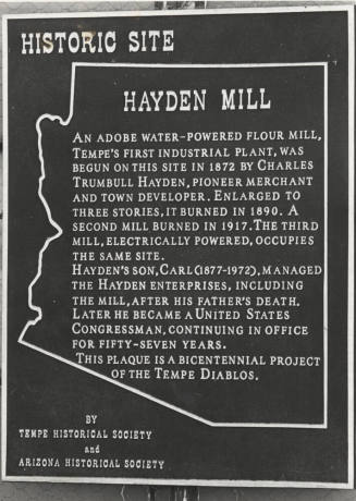 Hayden Mill Historic Site Plaque