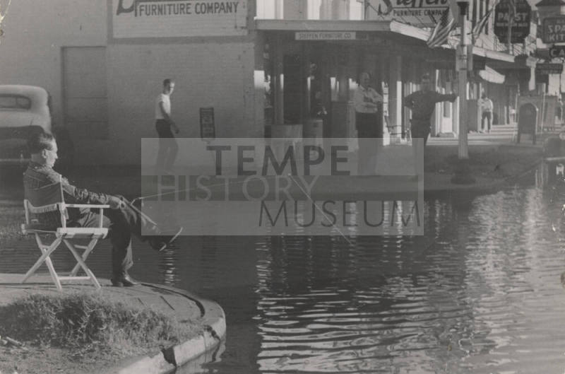 View of Flooded Street in Downtown Tempe