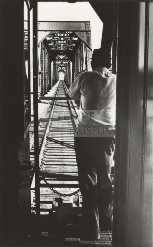 Tommy Townsend Views Bridge from Caboose