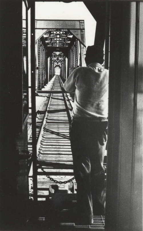 Tommy Townsend Views Bridge from Caboose