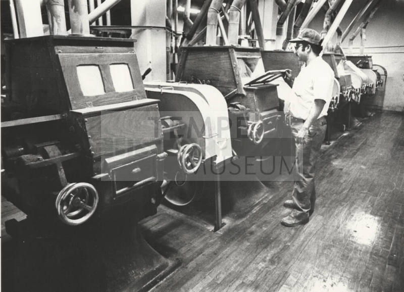 Steve Baker Checks Early Milling Process - Hayden Flour Mill