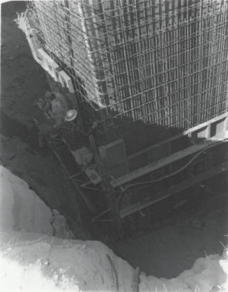 Workmen Forming Rebar for Concrete Pylon