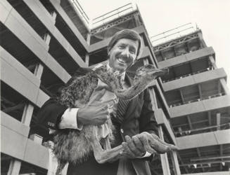 Stephen Larsen with ostrich - Fountainhead Park