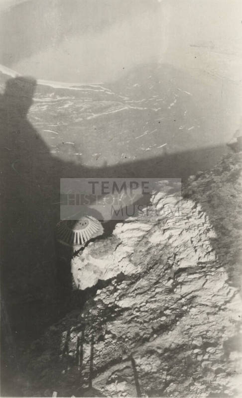 Photo- Roosevelt reservoir intake tower showing accumulated drift