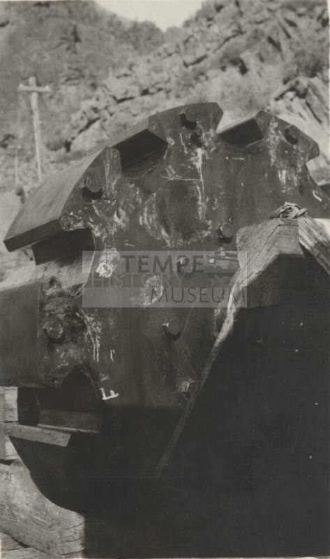 Photo- Close up of water wheel at Roosevelt Dam