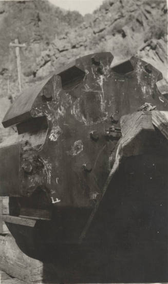 Photo- Close up of water wheel at Roosevelt Dam