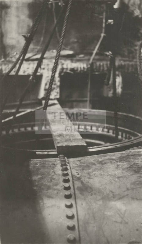 Photo- close up of a section of the number 7 unit at  Roosevelt Dam