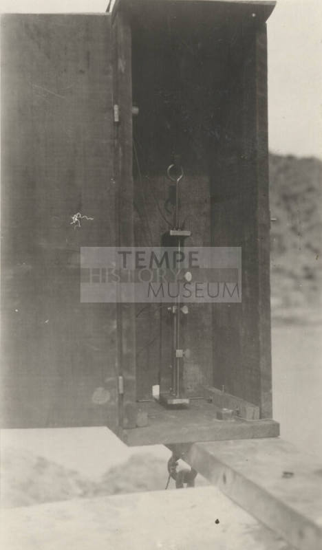 Photo- Power Canal water level gauge installed on wall at intake