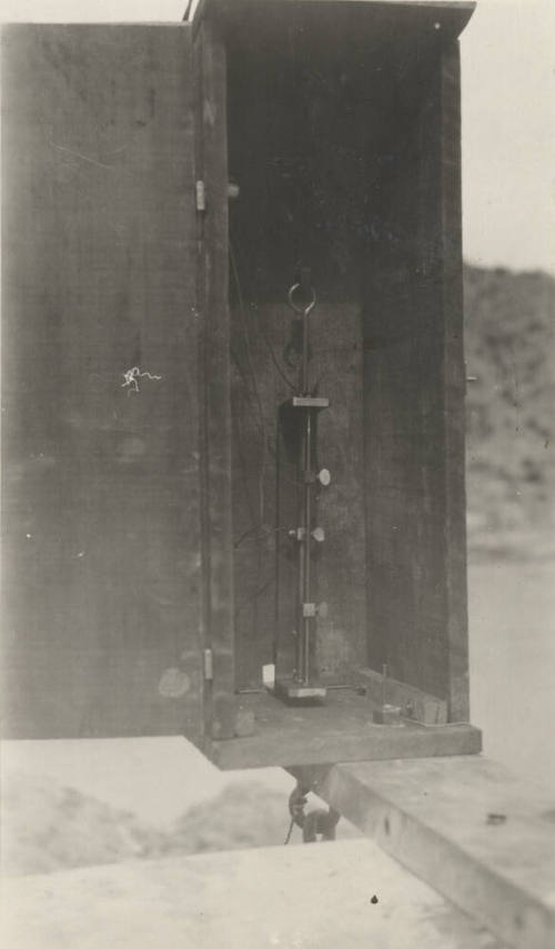 Photo- Power Canal water level gauge installed on wall at intake