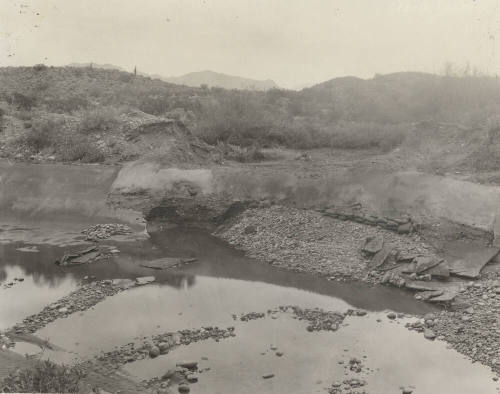 Photo- partial repair of break in lining of Great Eastern Canal