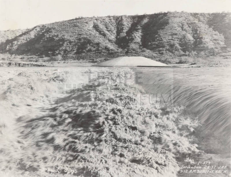 Photo- intake dam with running water