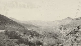 Photo- view looking west from Apache Trail toward Mormon Flat reservoir
