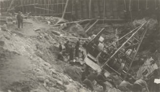 Photo- workers on construction site at Mormon Flat