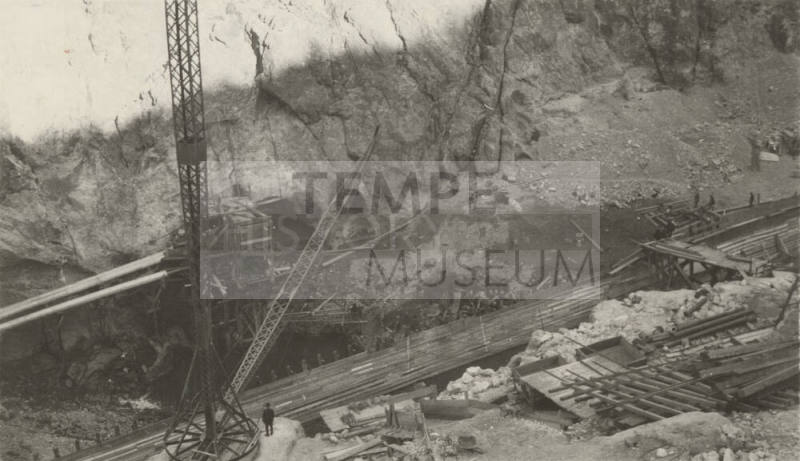 Photo- aerial view of construction site at Mormon Flat