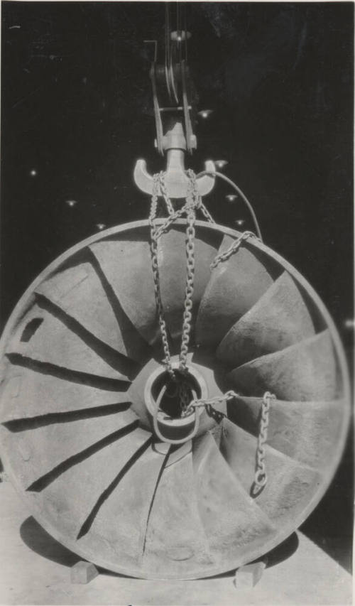 Photo- close up view of water wheel at Mormon Flat dam