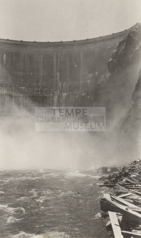 Photo- Horse Mesa Dam and debris, water