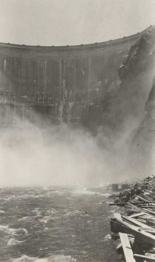 Photo- Horse Mesa Dam and debris, water
