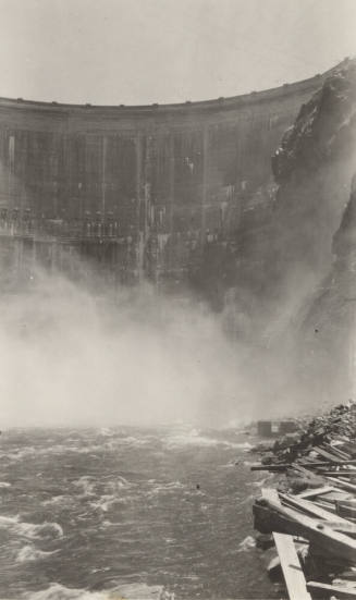 Photo- Horse Mesa Dam and debris, water