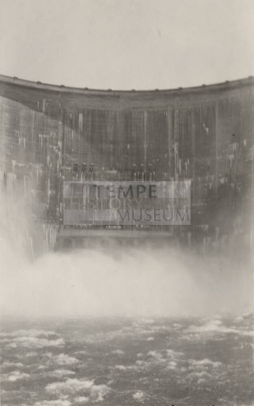 Photo- Horse Mesa Dam during spillway discharge