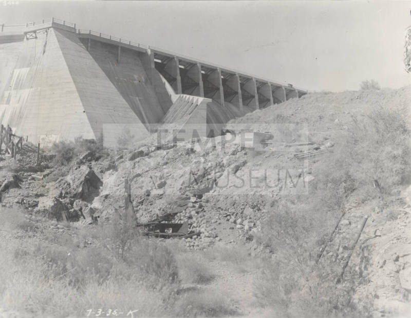 Photo- Stewart Mountain spillway channel before completion