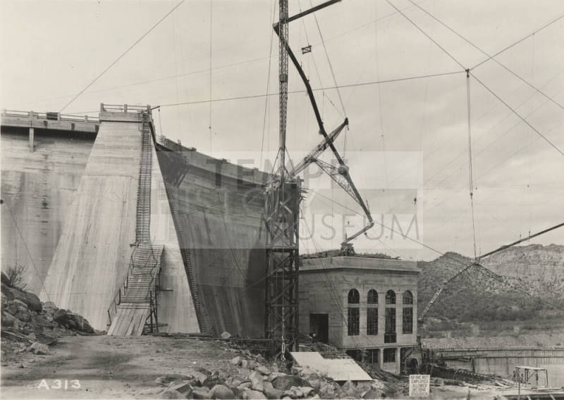 Photo- Stewart Mountain spillway channel under construction