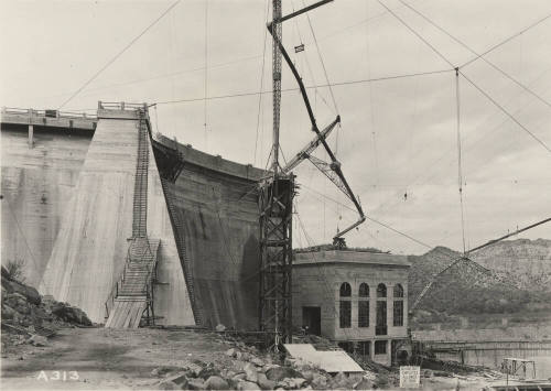 Photo- Stewart Mountain spillway channel under construction