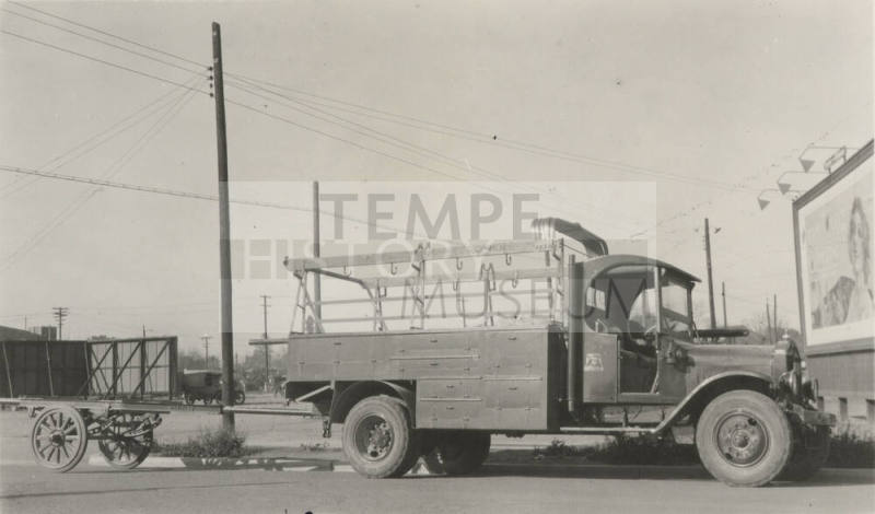 Photo- line truck with attached wagon