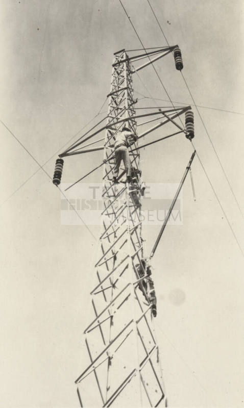 Photo- hot line work on 110 KV power lines