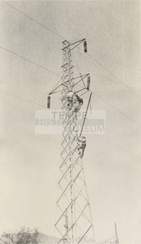 Photo- hot line work on 110 KV power lines