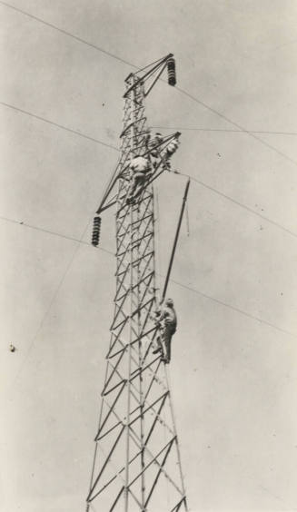 Photo- hot line work on 110 KV power lines