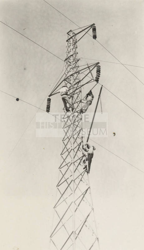 Photo- hot line work on 110 KV power lines