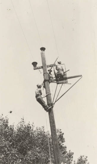 Photo- hot line work on 44 KV power lines