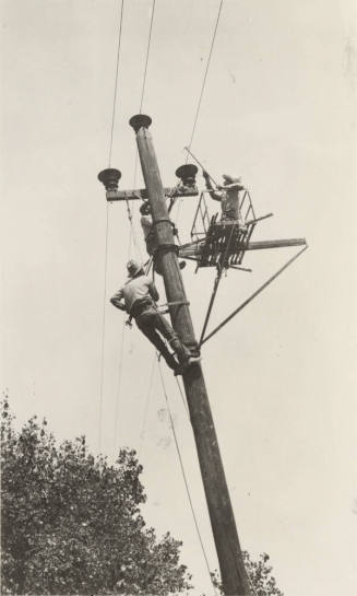 Photo- hot line work on 44 KV power lines