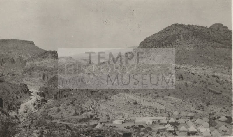 Photo- mountain line construction crew camp