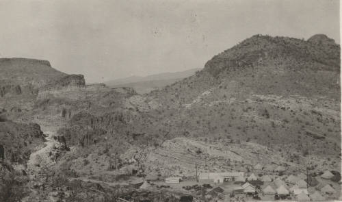 Photo- mountain line construction crew camp