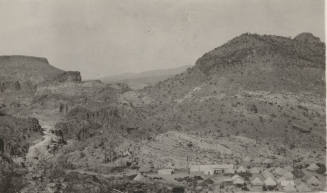 Photo- mountain line construction crew camp