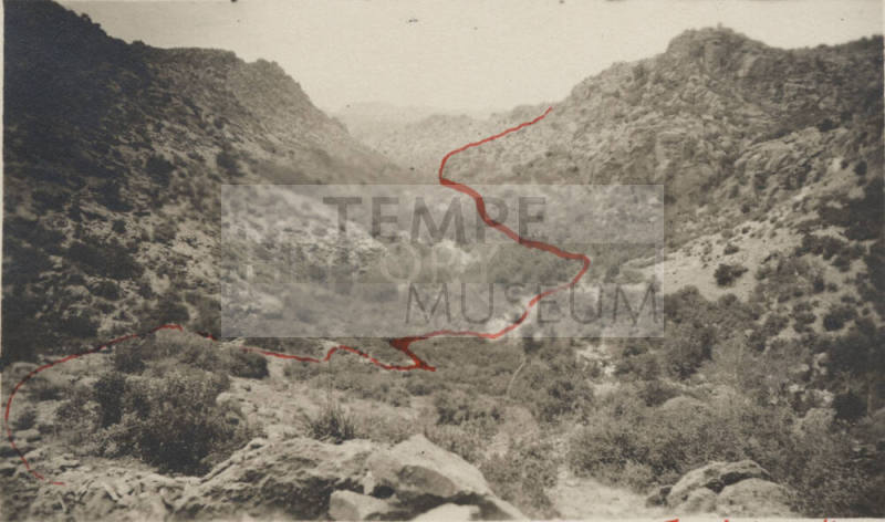 Photo- Devil's Canyon showing trail leading to Oak Flat and Superior