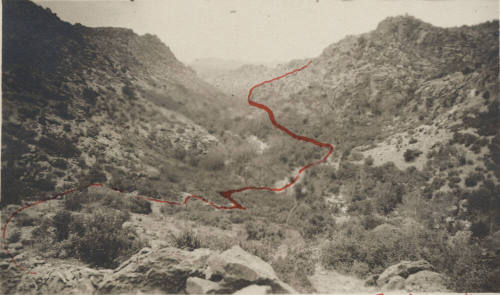 Photo- Devil's Canyon showing trail leading to Oak Flat and Superior