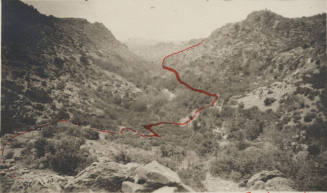 Photo- Devil's Canyon showing trail leading to Oak Flat and Superior