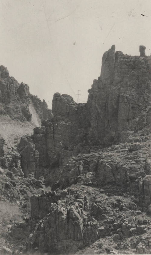 Miami, Superior line tower over rugged mountain terrain